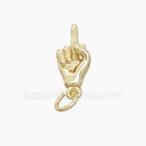 Copper Hand Pendant Middle Finger Gold Plated