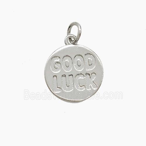 Copper GOODLUCK Pendant Platinum Plated