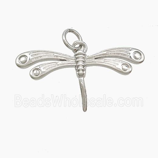 Copper Dragonfly Pendant Platinum Plated