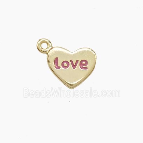 Copper Heart Pendant Pink Enamel Love Gold Plated