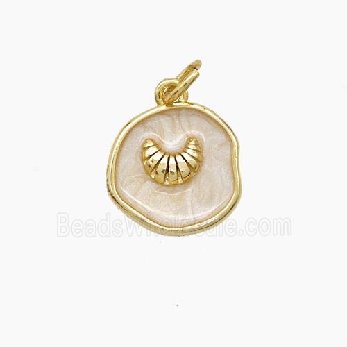 Copper Conch Shell Pendant White Painted Gold Plated