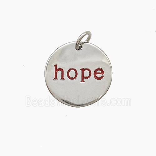Copper Hope Pendant Red Enamel Platinum Plated