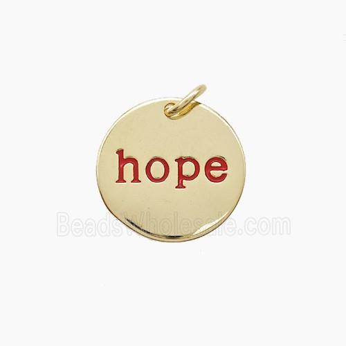 Copper Hope Pendant Red Enamel Gold Plated