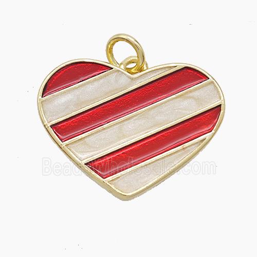 Copper Heart Pendant Red Painted Gold Plated
