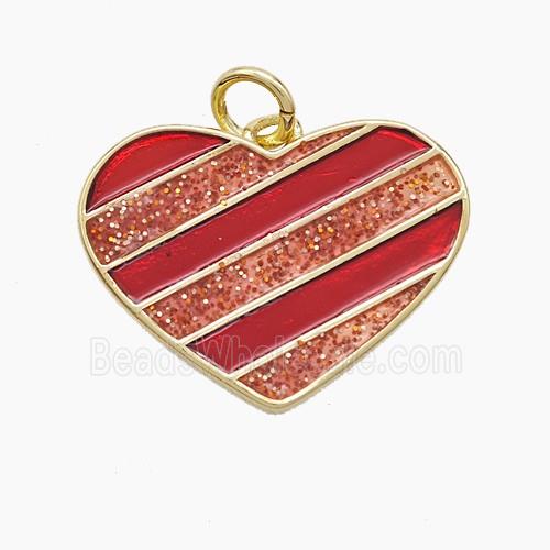 Copper Heart Pendant Red Painted Gold Plated