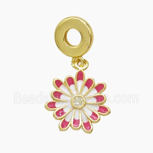 Copper Daisy Flower Pendant Enamel Gold Plated