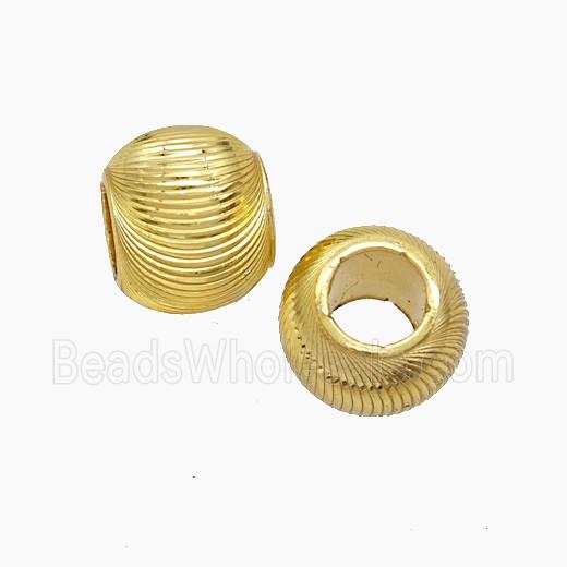 Copper Round Beads Large Hole Gold Plated