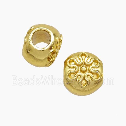 Copper Button Beads Large Hole Sun Gold Plated