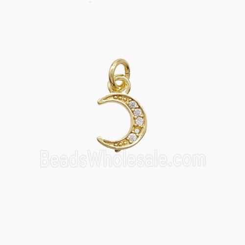 Copper Moon Pendant Pave Zirconia Gold Plated