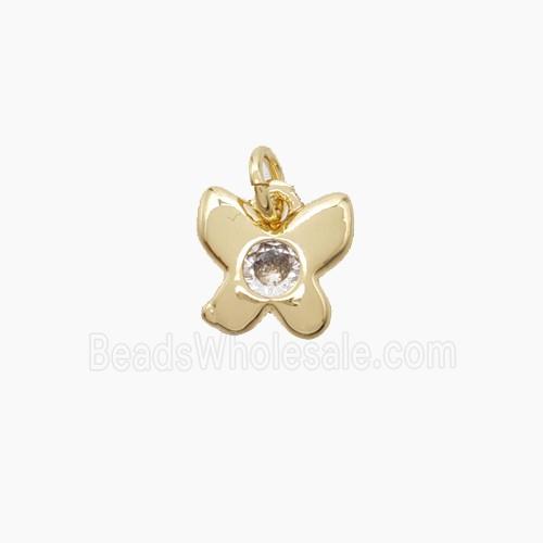 Copper Butterfly Pendant Pave Zirconia Gold Plated