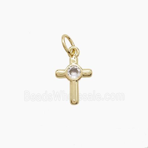 Copper Cross Pendant Pave Zirconia Gold Plated