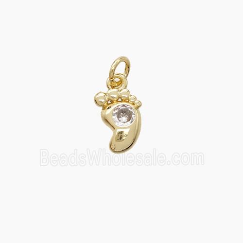 Copper Footprint Pendant Pave Zirconia Gold Plated