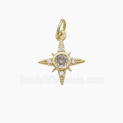 Copper Northstar Pendant Pave Zirconia Gold Plated