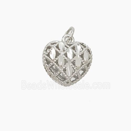Copper Heart Pendant Hollow Platinum Plated