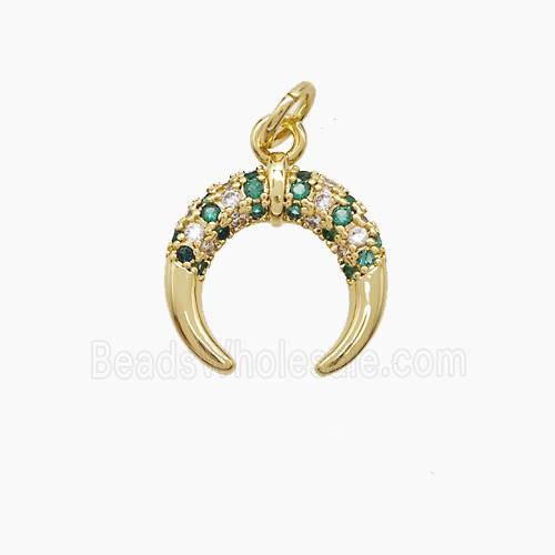 Copper Crescent Moon Pendant Pave Zirconia Gold Plated
