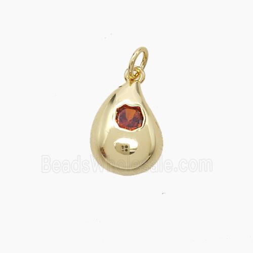 Copper Teardrop Pendant Pave Zirconia Gold Plated