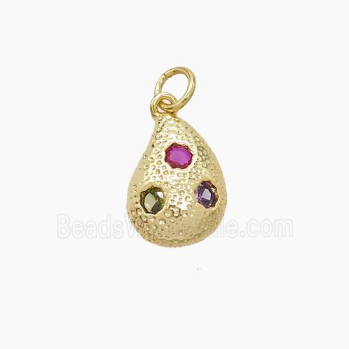 Copper Teardrop Pendant Pave Zirconia Gold Plated