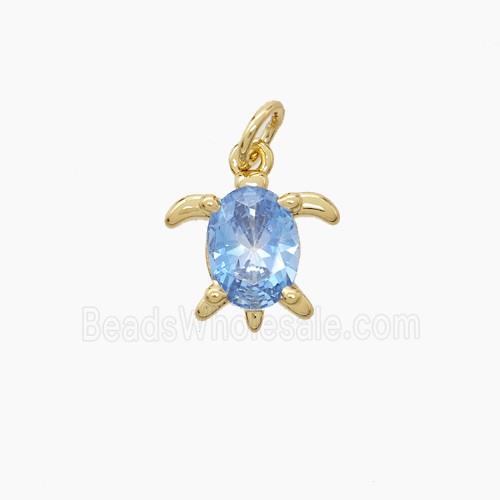 Copper Tortoise Pendant Pave Zirconia Gold Plated