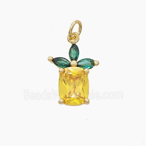 Copper Pineapple Pendant Pave Zirconia Gold Plated