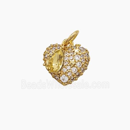 Copper Heart Pendant Pave Zirconia Gold Plated