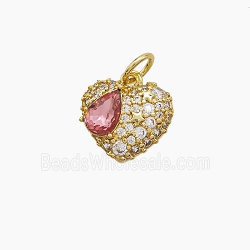 Copper Heart Pendant Pave Zirconia Gold Plated