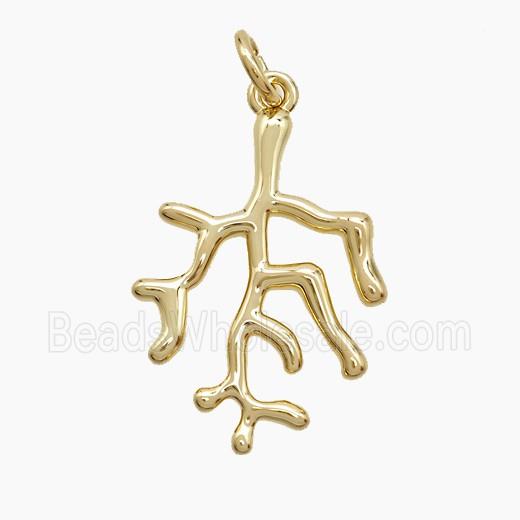 Coral Branch Charms Copper Pendant Gold Plated