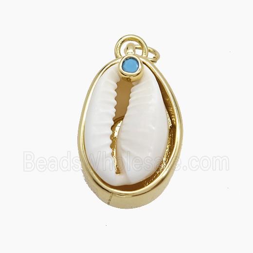 Copper Pendant Pave Conch Shell Gold Plated