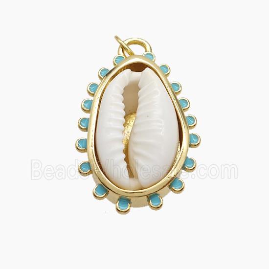 Copper Pendant Pave Conch Shell Gold Plated