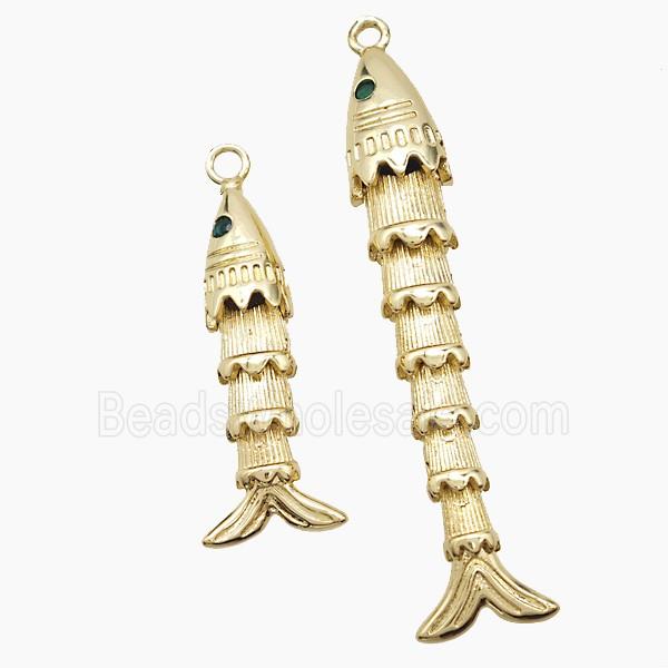 Copper Fish Pendant Pave Zirconia Gold Plated