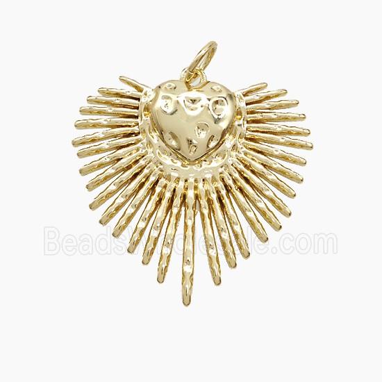 Copper Heart Pendant Hammered Gold Plated