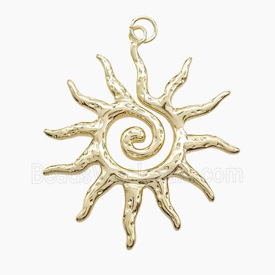 Copper Sun Pendant Hammered Gold Plated