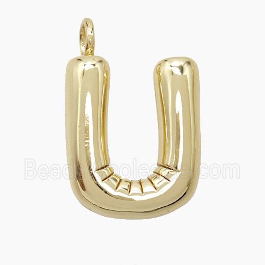 Copper Letter-U Pendant Gold Plated
