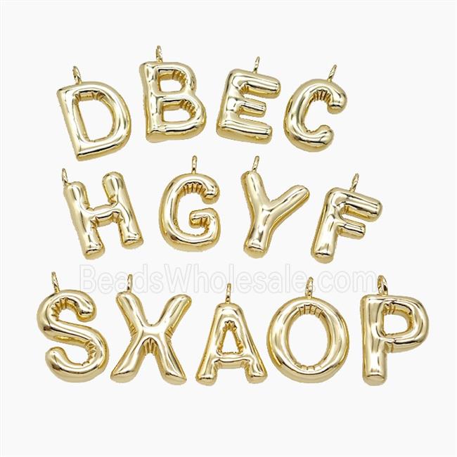 Copper Alphabet Pendant Gold Plated Mixed Letters