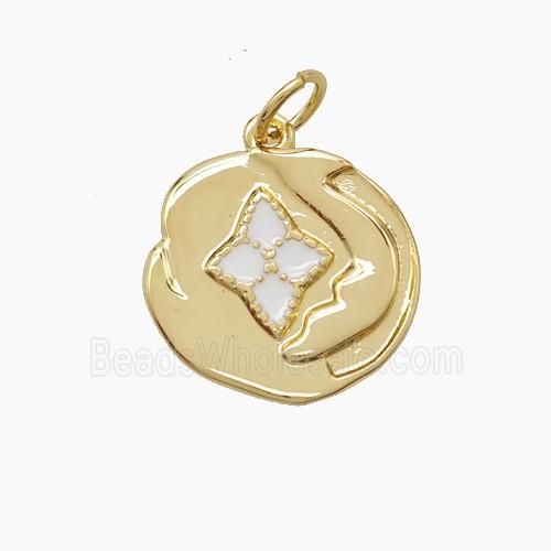 Copper Loach Pendant Star White Enamel Gold Plated