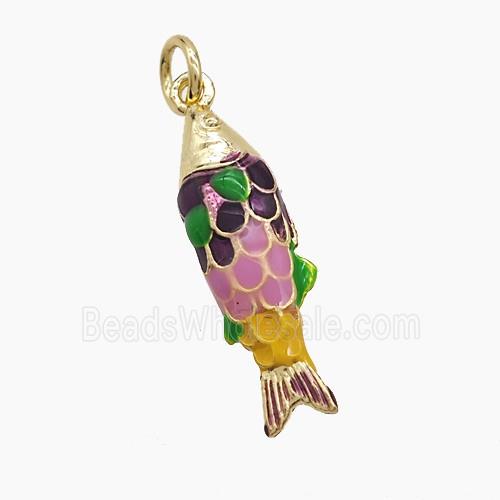 Copper Fish Pendant Multicolor Enamel Gold Plated