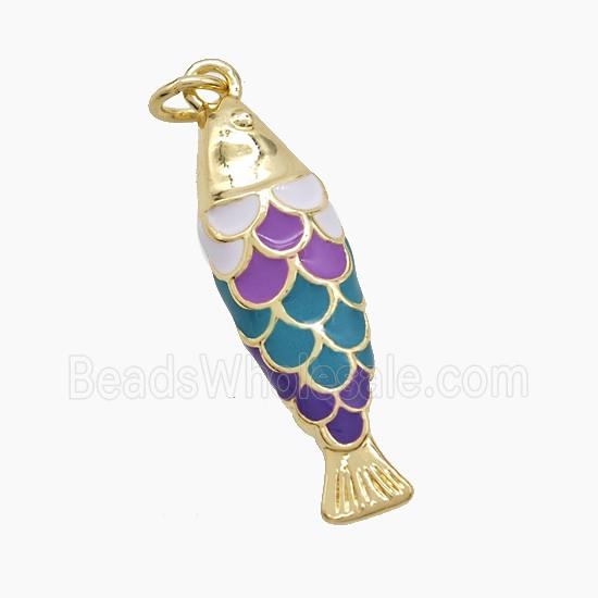 Copper Fish Pendant Multicolor Enamel Gold Plated