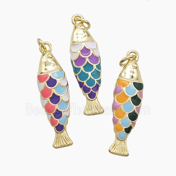 Copper Fish Pendant Multicolor Enamel Gold Plated Mixed