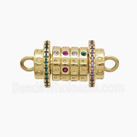 Copper Tube Connector Pave Zirconia Gold Plated