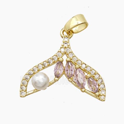 Copper Pendant Pave Zircon, Gold Plated