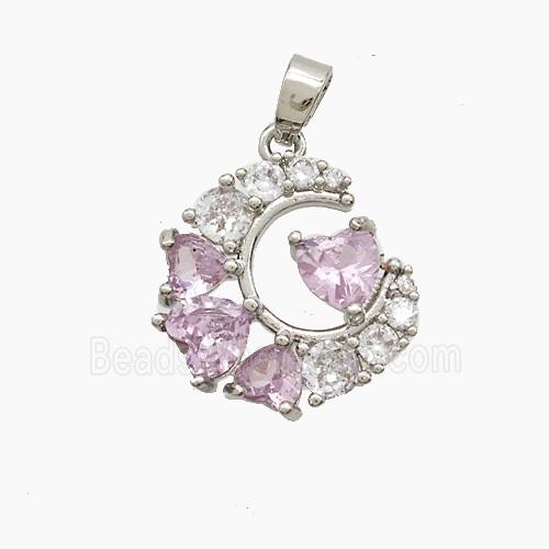 Copper Pendant Pave Zircon, Gold Plated