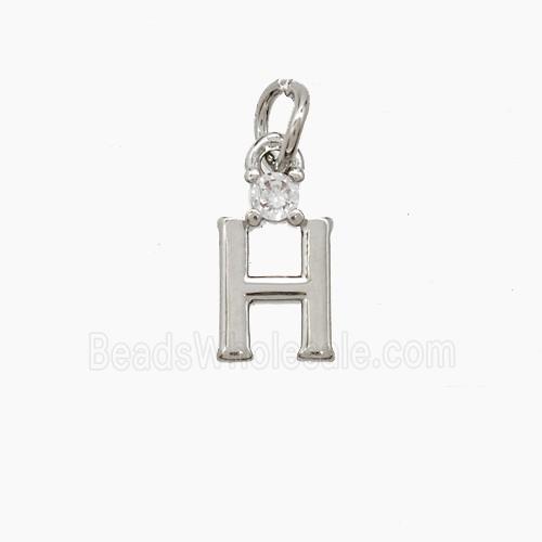 Copper Letter-H Pendant Pave Zirconia Platinum Plated
