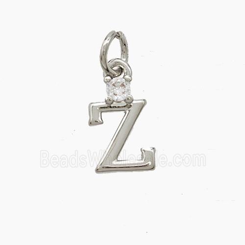 Copper Letter-Z Pendant Pave Zirconia Platinum Plated