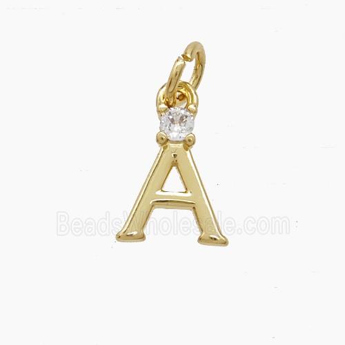 Copper Letter-A Pendant Pave Zirconia Gold Plated