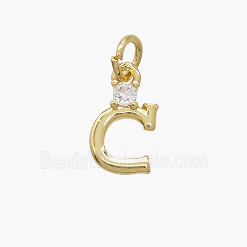 Copper Letter-C Pendant Pave Zirconia Gold Plated