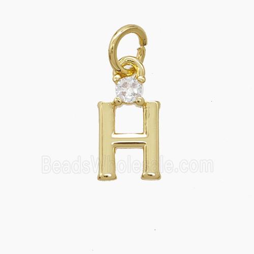 Copper Letter-H Pendant Pave Zirconia Gold Plated