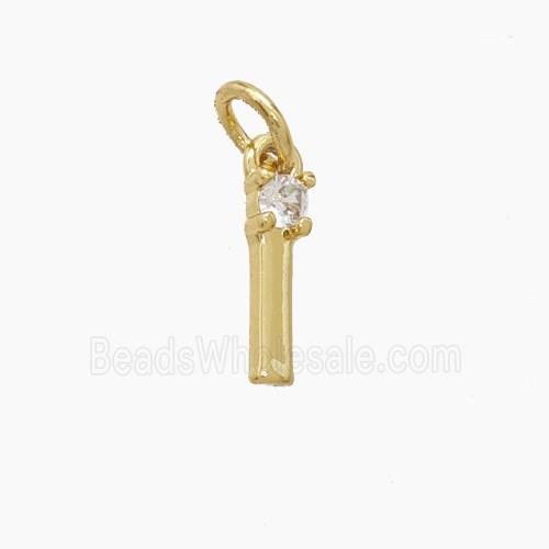 Copper Letter-I Pendant Pave Zirconia Gold Plated
