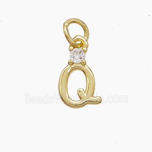 Copper Letter-Q Pendant Pave Zirconia Gold Plated