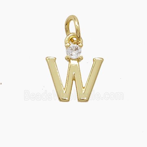 Copper Letter-W Pendant Pave Zirconia Gold Plated