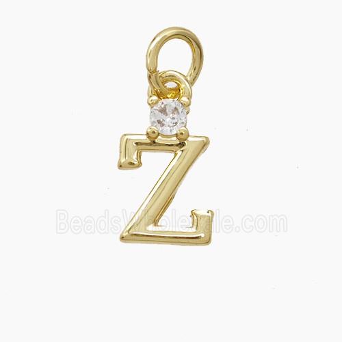 Copper Letter-Z Pendant Pave Zirconia Gold Plated