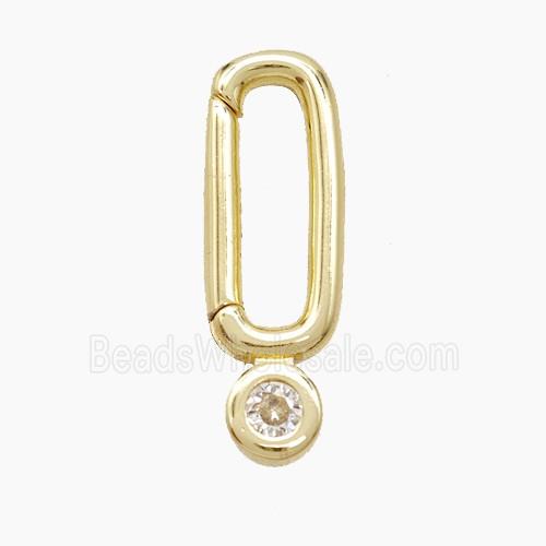 Copper Carabiner Clasp Pendant Pave Zirconia Gold Plated